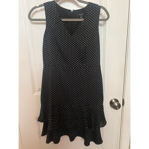 Ann Taylor Black & white polka dot sleeveless 2P Mini dress ruffle bottom